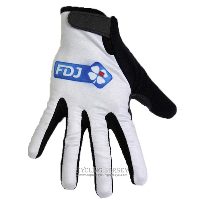 2020 Fdj Full Finger Gloves Cycling White Black